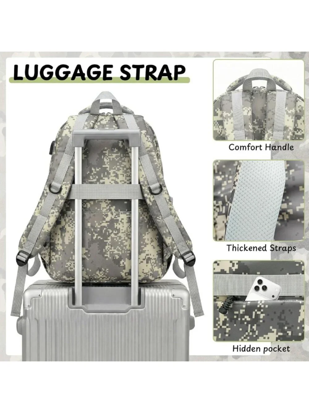 Camo School Backpack Set for Boys - 5-Piece with Lunch Box, Large Capacity